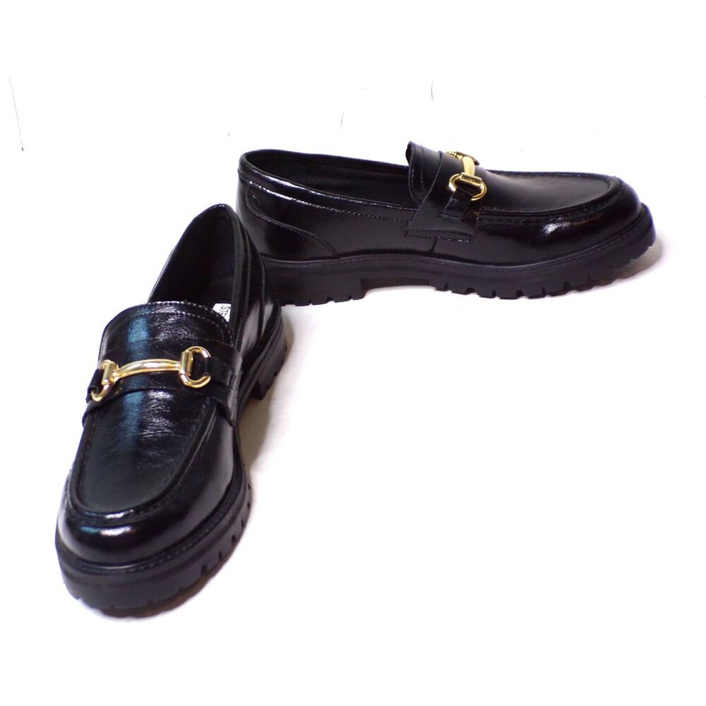 ๐ STEVE MADDEN Mistor Loafer Shoe Gold Chain Black 9 - Picture 6 of 13
